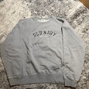 Old Navy Mens XL Gray Logo Graphic‎ Crewneck Sweatshirt EST 1994 Fleece Pullover